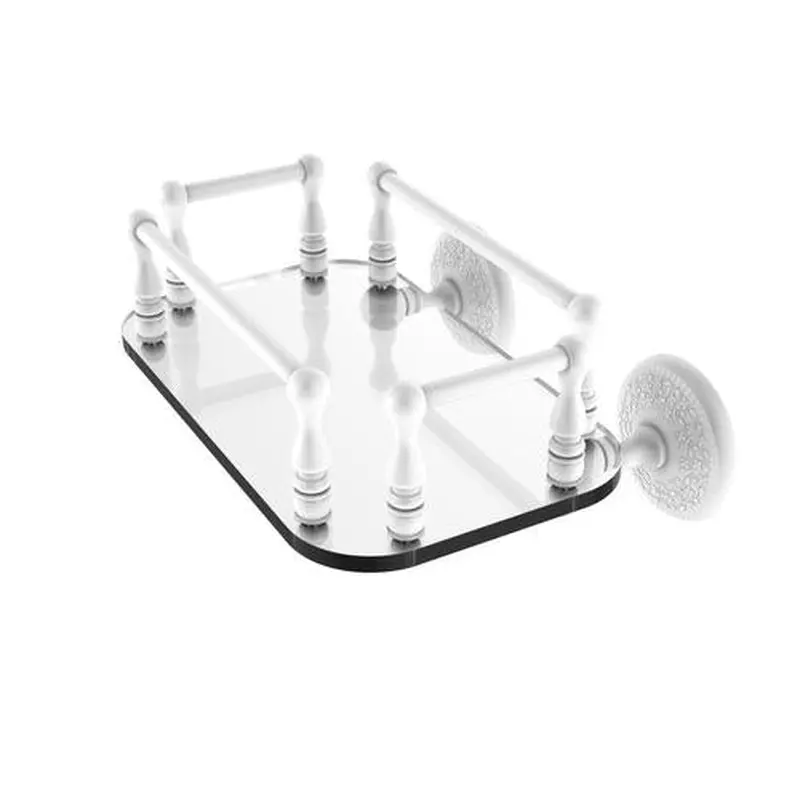 Allied Brass Monte Carlo Collection Wall Mounted Glass Guest Towel Tray in Matte White