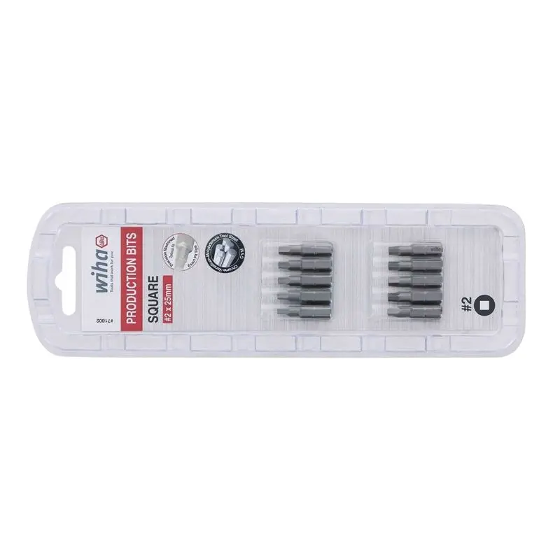 Wiha Square Insert Bit #2 x 25mm Pack of 10 Bits