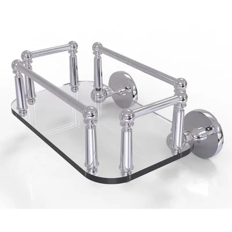 Allied Brass Prestige Skyline Collection Wall Mounted Glass Guest Towel Tray in Polished Chrome