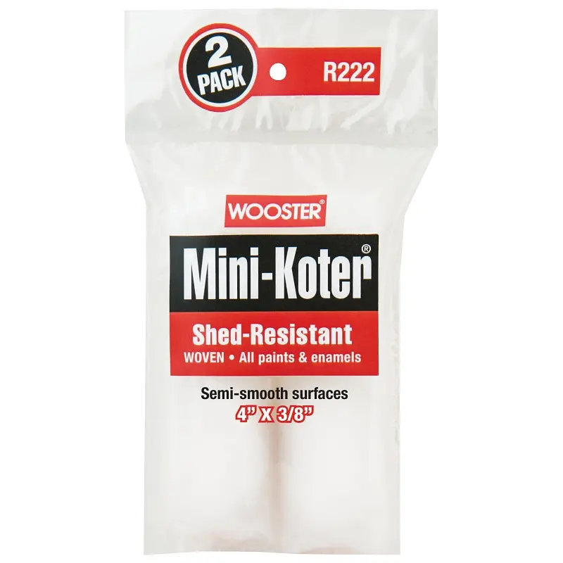 Wooster R222-4 Mini Roller Cover, 3/8 in Thick Nap, 4 in L, Fabric Cover