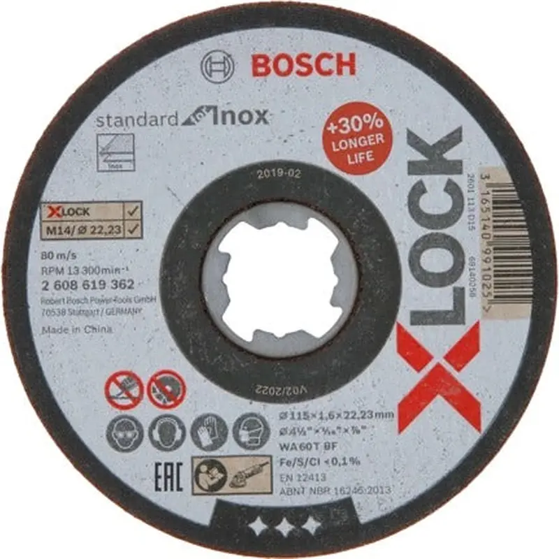Cutitng Disc X-LOCK Standard for Inox 115x1.6x22.23mm Straight Cutting