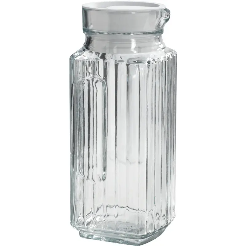 Oneida 93411R Bistro Pitcher with White Stopper, 1 qt Capacity, Glass, Clear