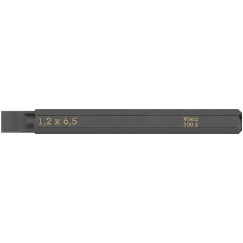 WERA 05018142001 800 S Slotted bits for impact screwdrivers, 1.2 x 6.5 x 70 mm