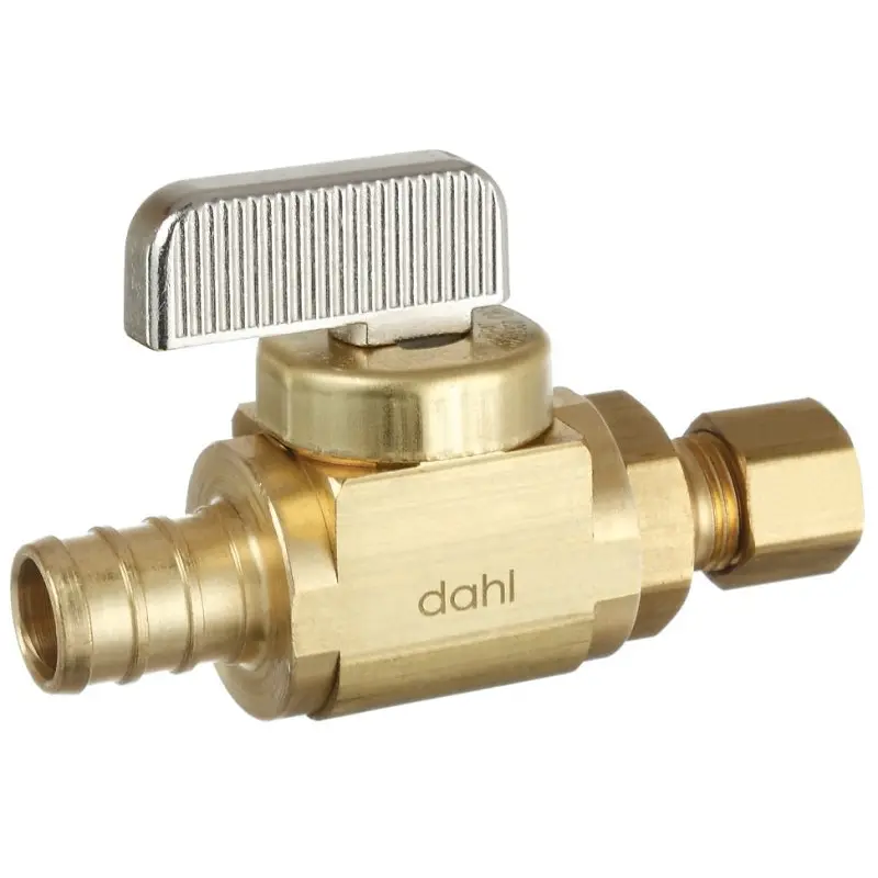Dahl mini-ball 521-PX3-30-BAG Stop Valve, 1/2 x 1/4 in Connection, Crimp x Compression, 250 psi Pressure, Brass Body