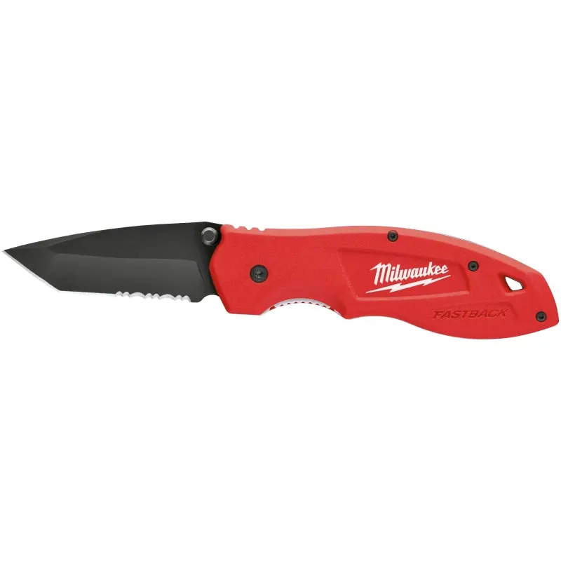 Milwaukee FASTBACK Series 48-22-1530 Utility Knife, 3 in L Blade, Stainless Steel Blade, Contour-Grip Handle, Red Handle