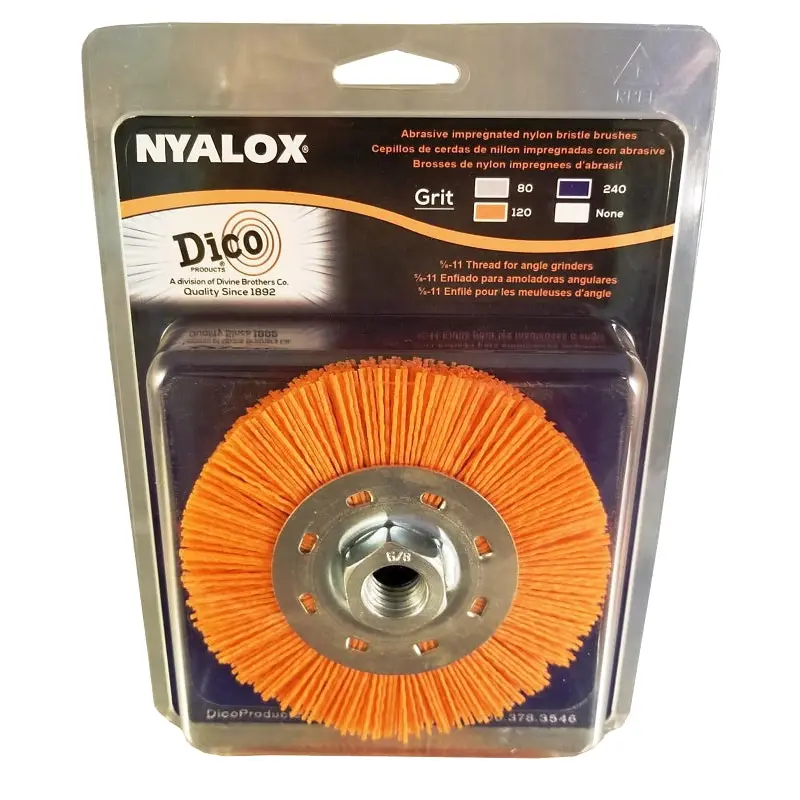Dico 7200077 Wheel Brush, 4-1/2 in Dia, 5/8-11 Arbor/Shank, Nyalox Bristle