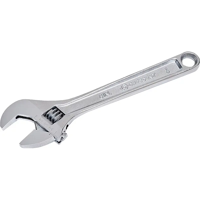 Crescent AC28VS Adjustable Wrench, 8 in OAL, 1-1/8 in Jaw, Steel, Chrome, Non-Cushion Grip Handle