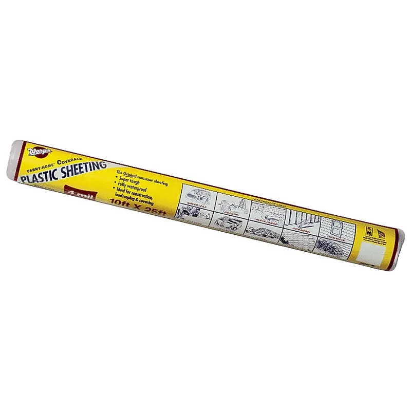Warp's 12-4CH10 Polyethylene Sheeting, 25 ft L, 10 ft W, Clear