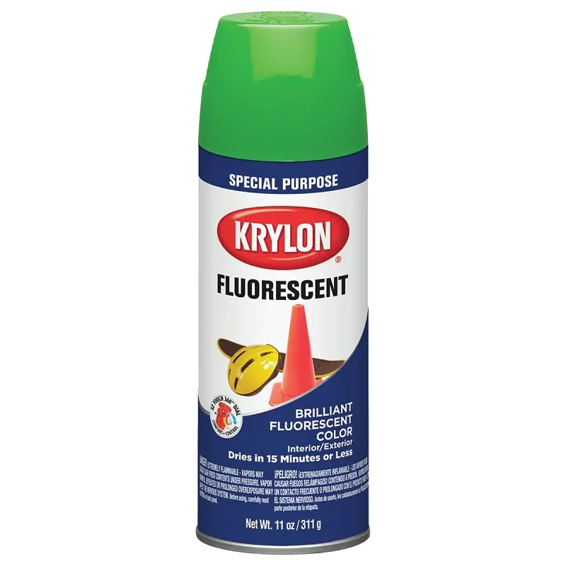 Krylon K03106888 Spray Fluorescent Spray Paint, Gloss, Fluorescent Green, 11 oz