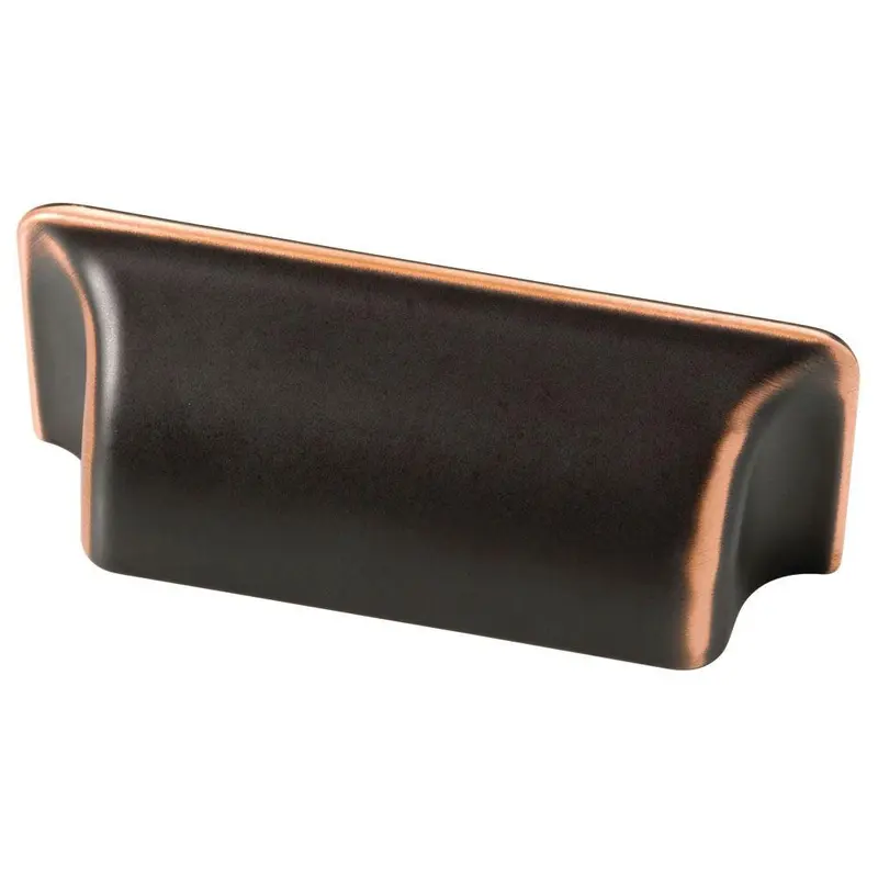 3 in. (76 mm) Center-to-Center Bronze with Copper Highlights Rectangular Cup Drawer Pull3 in. / Satin Nickel / 0.12