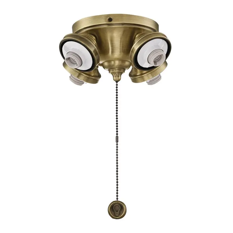 4-Light Antique Brass Ceiling Fan Fitter LED Light Kiteach