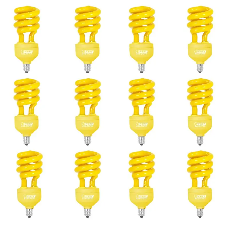 60-Watt Equivalent Yellow Colored Spiral Candelabra CFL Bug Light Bulb (Case of 12)1 / package