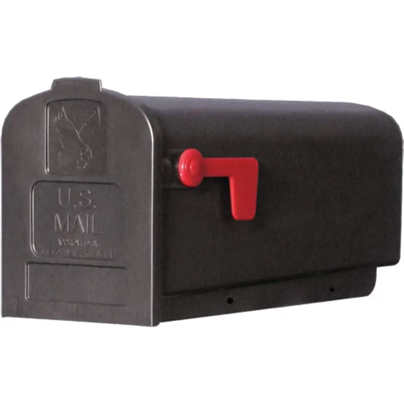 Gibraltar Mailboxes Parson Series PL10B0201 Rural Mailbox, 875 cu-in Capacity, Plastic, 7.9 in W, 19.4 in D, 9.6 in H