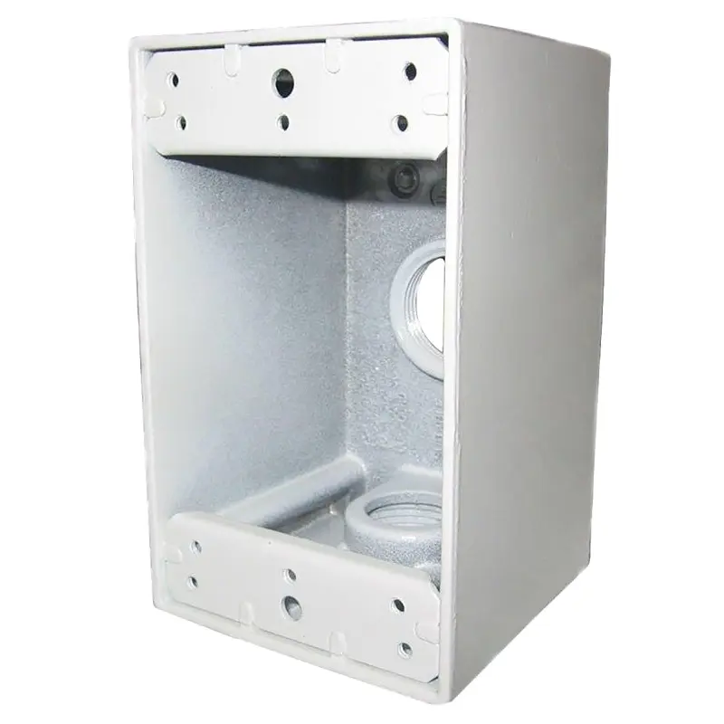 Teddico/Bwf B-5WV Outlet Box, 1-Gang, 3-Knockout, 3-1/2 in, Metal, White, Powder-Coated