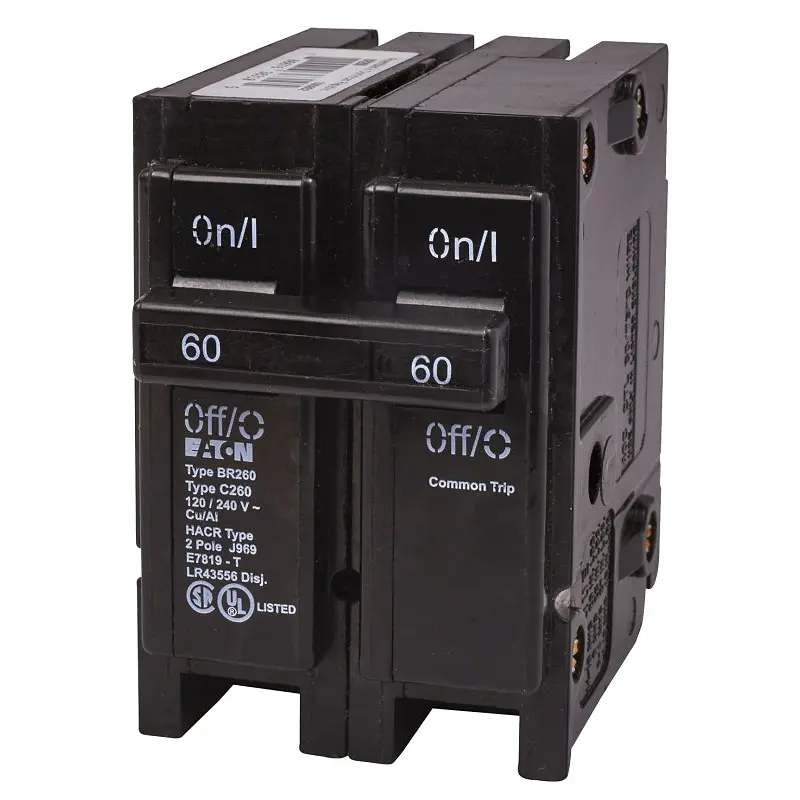 Cutler-Hammer BR260 Circuit Breaker, Mini, Type BR, 60 A, 2 -Pole, 120/240 V, Plug Mounting