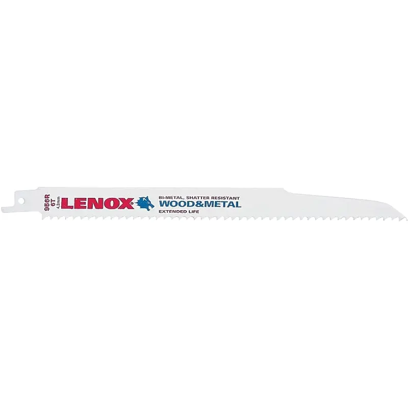 Lenox 20587S956R Reciprocating Saw Blade, 3/4 in W, 9 in L, 6 TPI, Bi-Metal Cutting Edge