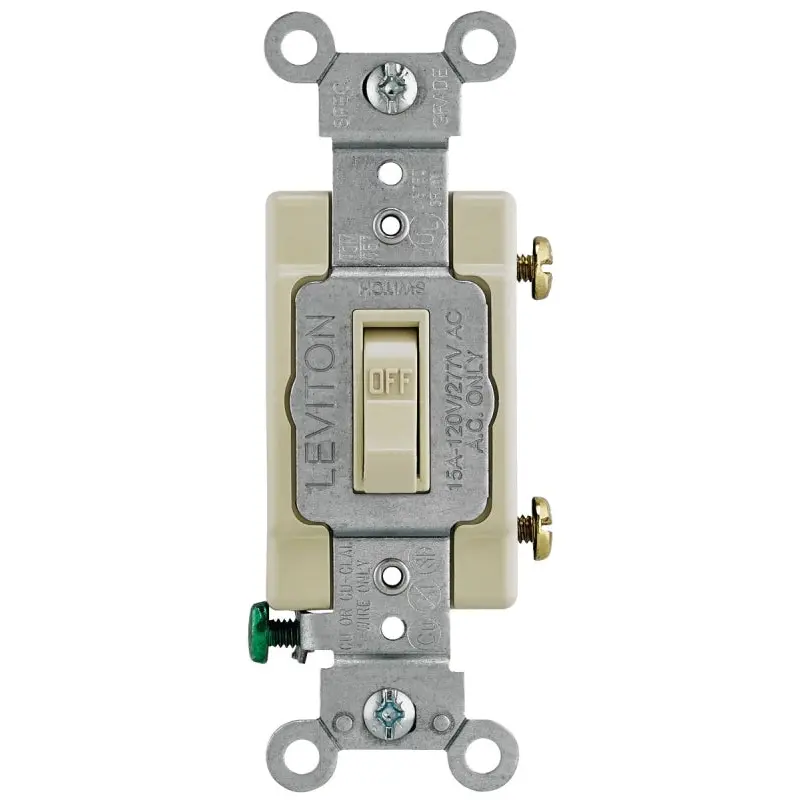 Leviton 54501-2I Switch, 15 A, 120/277 V, Lead Wire Terminal, NEMA WD-1, WD-6, Thermoplastic Housing Material