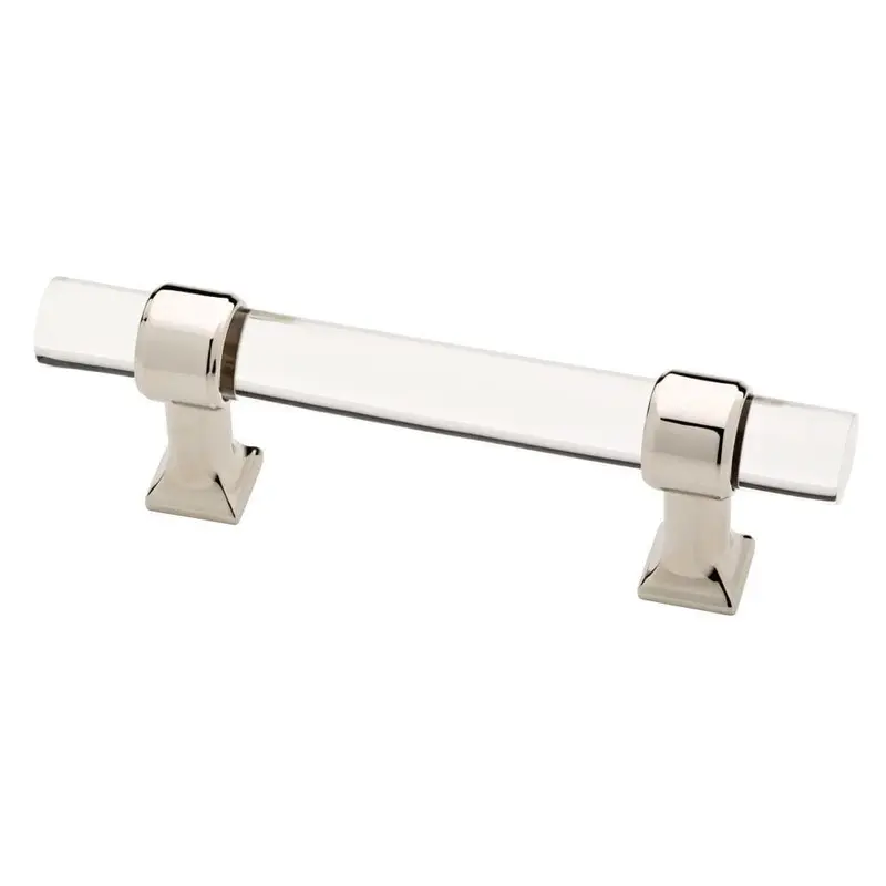 3 in. (76 mm) Center-to-Center Polished Nickel and Clear Acrylic Bar Drawer Pull6 5/16 in. / Polished Nickel & Clear / 0.1801