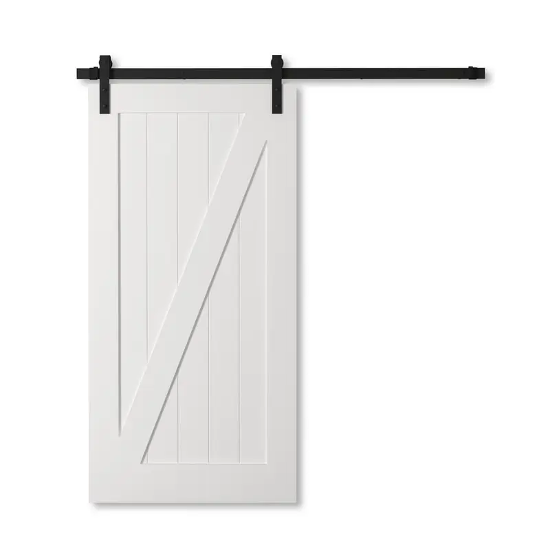 40 in. x 83 in. CALIFORNIA Solid Core White Wood Barn Door Ensemble with Sliding Door Hardware Kit150 / each