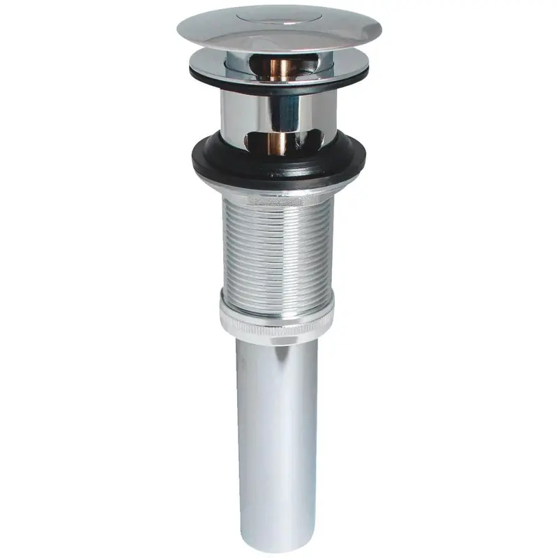 Keeney 1-1/4 In. Chrome-Plated Brass Universal Push Button Bathroom Sink Drain with Overflow