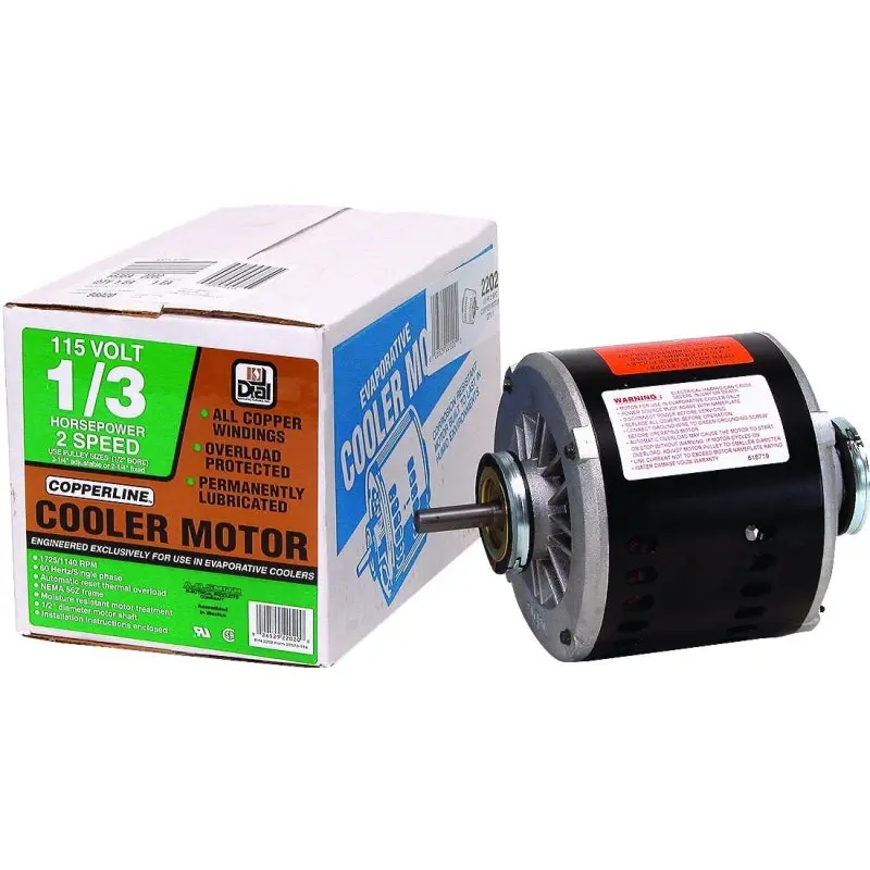 Dial 2202 Evaporative Cooler Motor, 0.33 hp, 1-Phase, 115 V, 1/2 in Dia Shaft, Clockwise Shaft Rotation