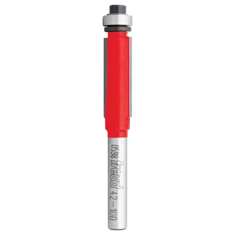 Freud 42-100 Bearing Flush Trim Bit, 3/8 in Dia Cutter, 1 in L Cutting, 2-13/16 in OAL, 1/4 in Dia Shank, 2-Cutter