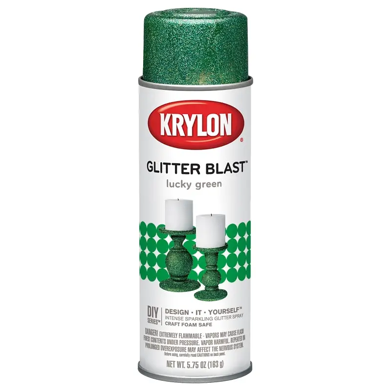 Krylon K03809A00 Craft Spray Paint, Glitter, Lucky Green, 5.75 oz, Can