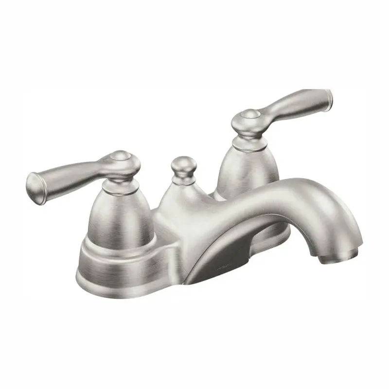 Banbury 4 in. Centerset 2-Handle Low-Arc Bathroom Faucet in Spot Resist Brushed NickelChrome / 3.63