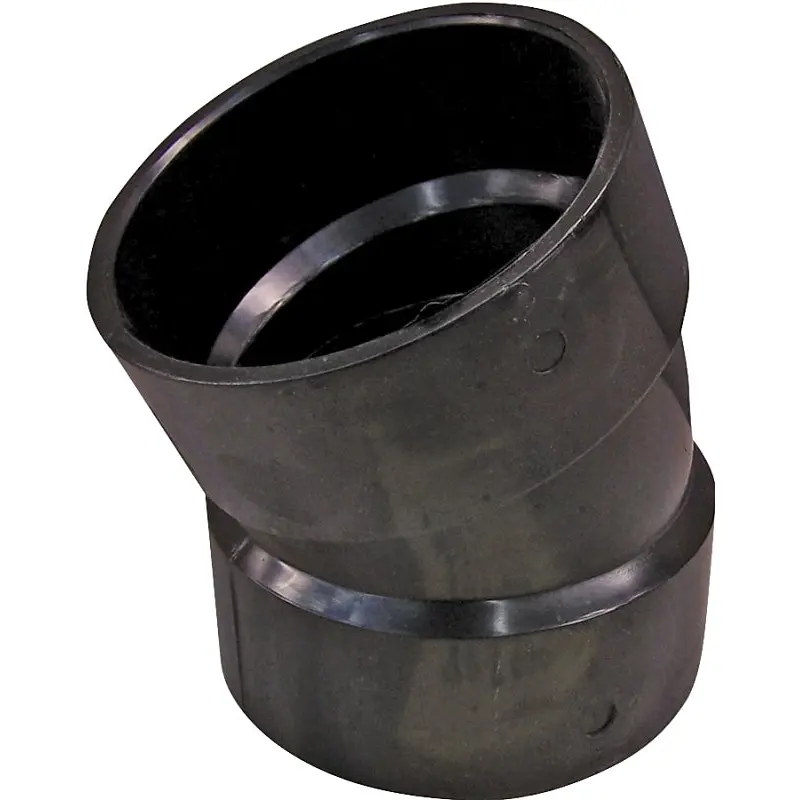 Canplas 102554BC Pipe Elbow, 4 in, Hub, 22.5 deg Angle, ABS, Black