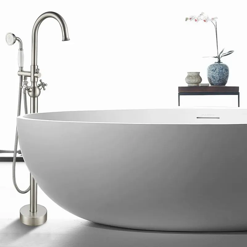 48 in. H x 12 in. W Single Handle Claw Foot Tub Faucet with Hand Shower in Brushed Nickel14 / each