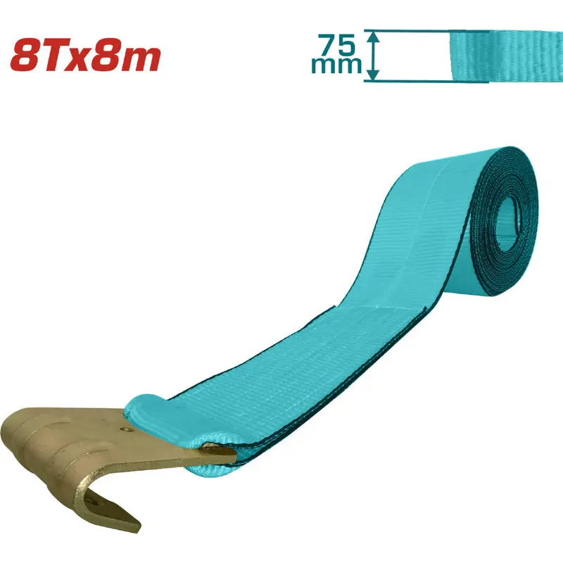 Winch Strap with Flat Hook 8m x 75mm 8T
