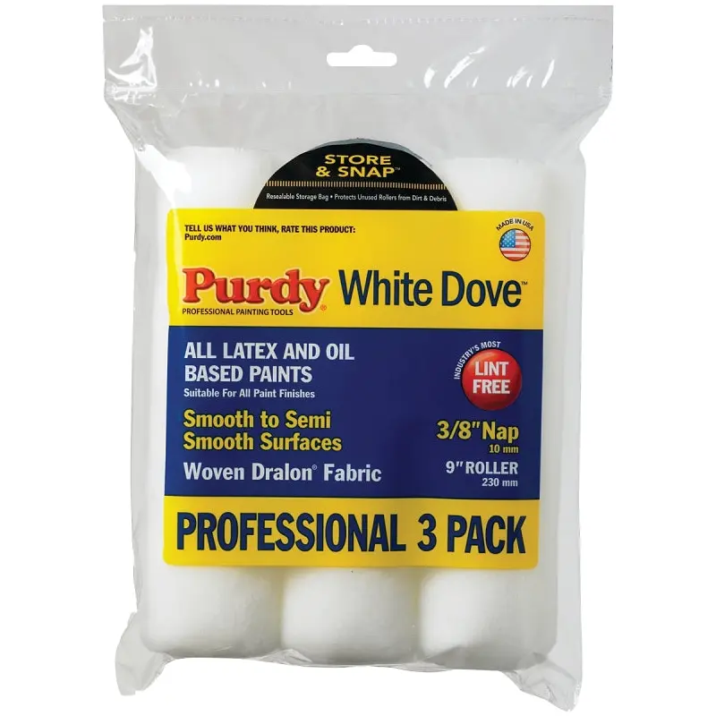 Purdy White Dove 14F863000 Paint Roller Cover, 3/8 in Thick Nap, 9 in L, Dralon Fabric Cover