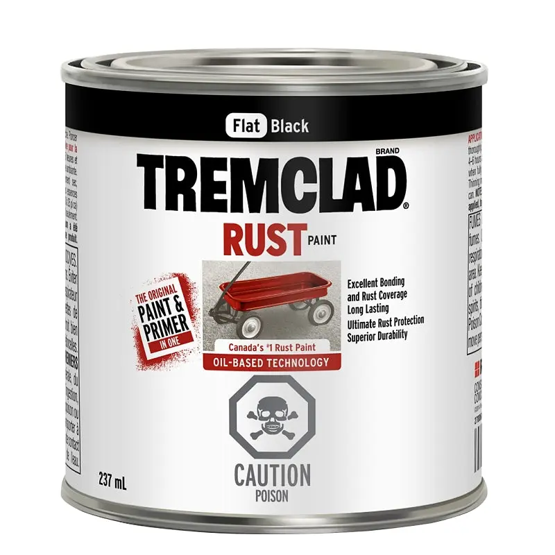 Tremclad 27048X125 Rust Preventative Paint, Oil, Flat, Black, 237 mL, Can