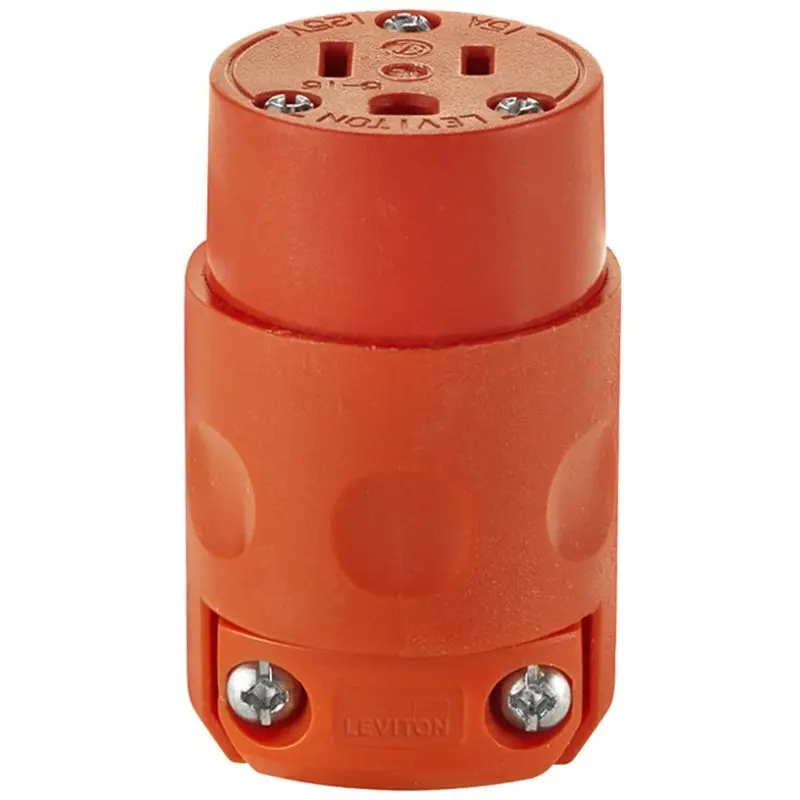 Leviton 515CV-OR Electrical Connector, 2 -Pole, 15 A, 125 VAC, NEMA: NEMA 5-15R, Orange