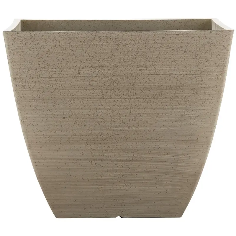 Southern Patio HDR-091660 Newland Planter, 13-1/2 in H, 16 in W, 16 in D, Square, Plastic/Resin, White, Stone Aesthetic