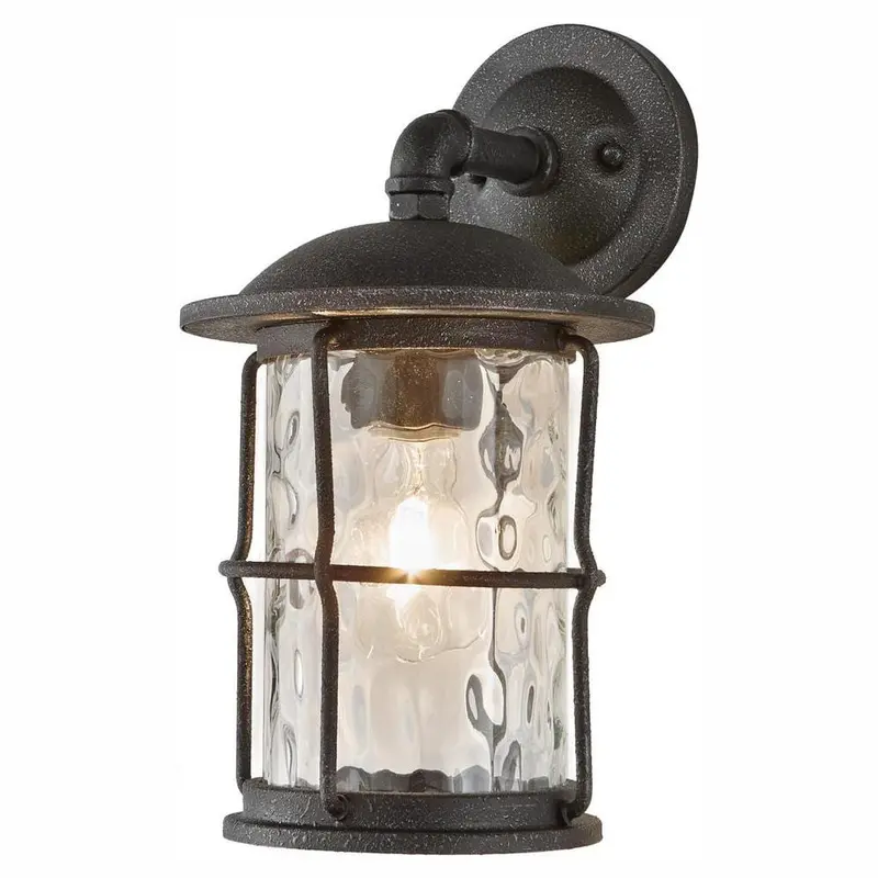 1-Light Gilded Iron 13.5 in. Outdoor Wall Lantern Sconceeach