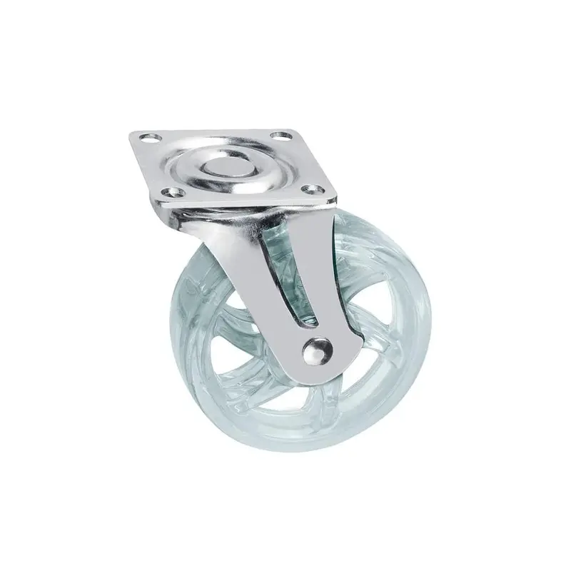 2-15/16 in. Clear Swivel Without Brake Plate Caster, 88.2 lb. Load Rating