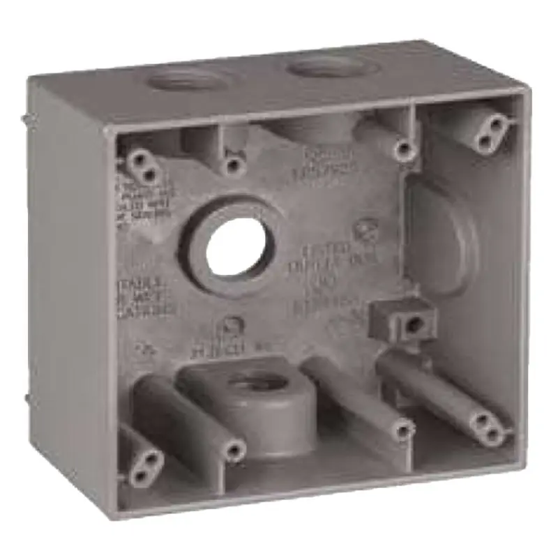 Teddico/Bwf TGB-54V Outlet Box, 2-Gang, 4-Knockout, 4-1/2 in, Metal, Gray, Powder-Coated