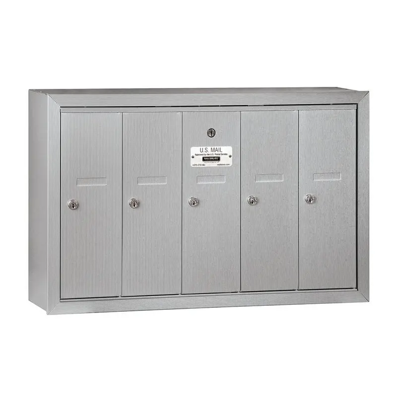 3500 Series Aluminum Surface-Mounted Private Vertical Mailbox with 5 DoorsSandstone / 35.0