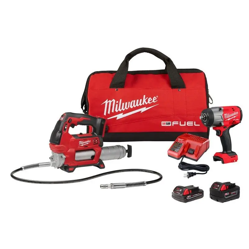 Milwaukee 2967-22GG M18 FUEL 1/2in HTIW w/ Friction Ring and Grease Gun Combo Kit