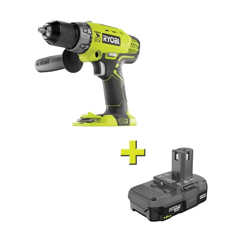 18-Volt ONE  Cordless 1/2 in. Hammer Drill/Driver with 1.5 Ah Compact Lithium-Ion Battery