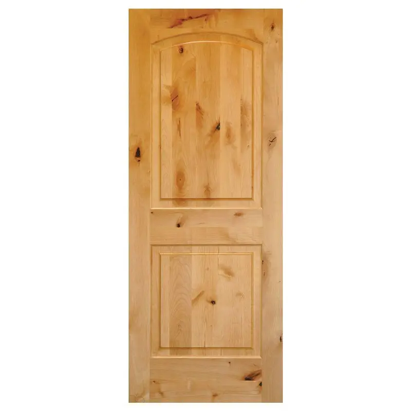 30 in. x 80 in. Rustic Knotty Alder 2-Panel Top Rail Arch Solid Core Wood Stainable Interior Door SlabNo Bore / Unfinished / 32 x 80