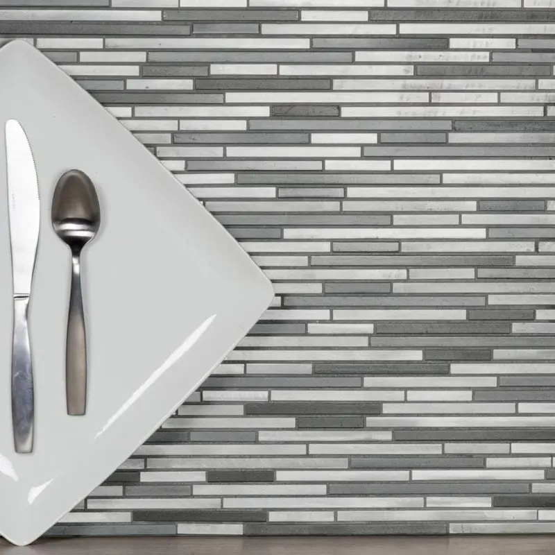 Abolos City Lights 11-Pack New York Gray/Brushed 12-in x 12-in Brushed Metal Mosaic Wall Tilesq/ft