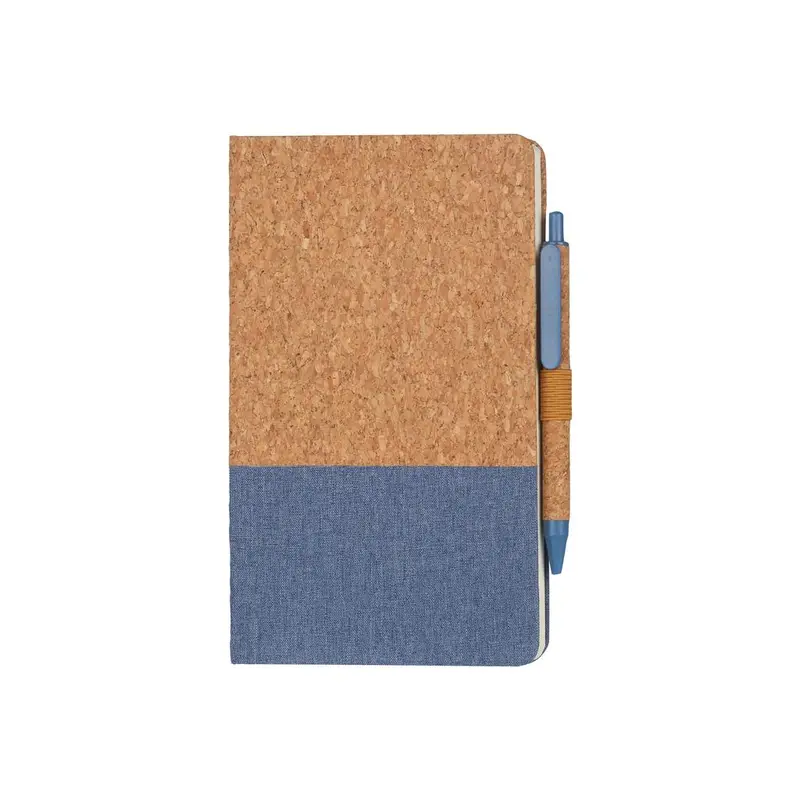 BORSA - eco-neutral A5 Cork Fabric Hard Cover Notebook and Pen Set - Blue