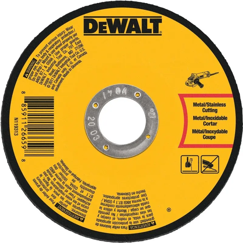 DeWALT DWA8050 Cut-Off Wheel, 4 in Dia, 0.045 in Thick, 5/8 in Arbor, Aluminum Oxide Abrasive