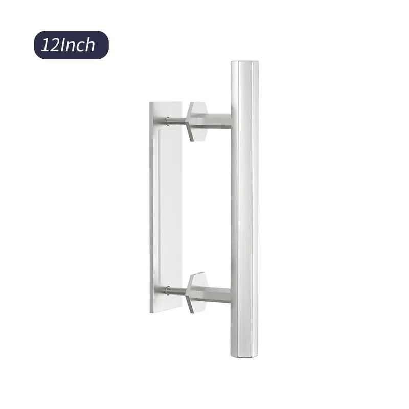 12 in. Stainless Steel Hexagon Pull and Flush Sliding Barn Door Handle SetStainless Steel / 1.85
