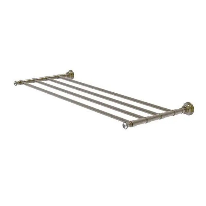 Allied Brass Carolina Crystal Collection 30-in Towel Shelf in Antique Brass