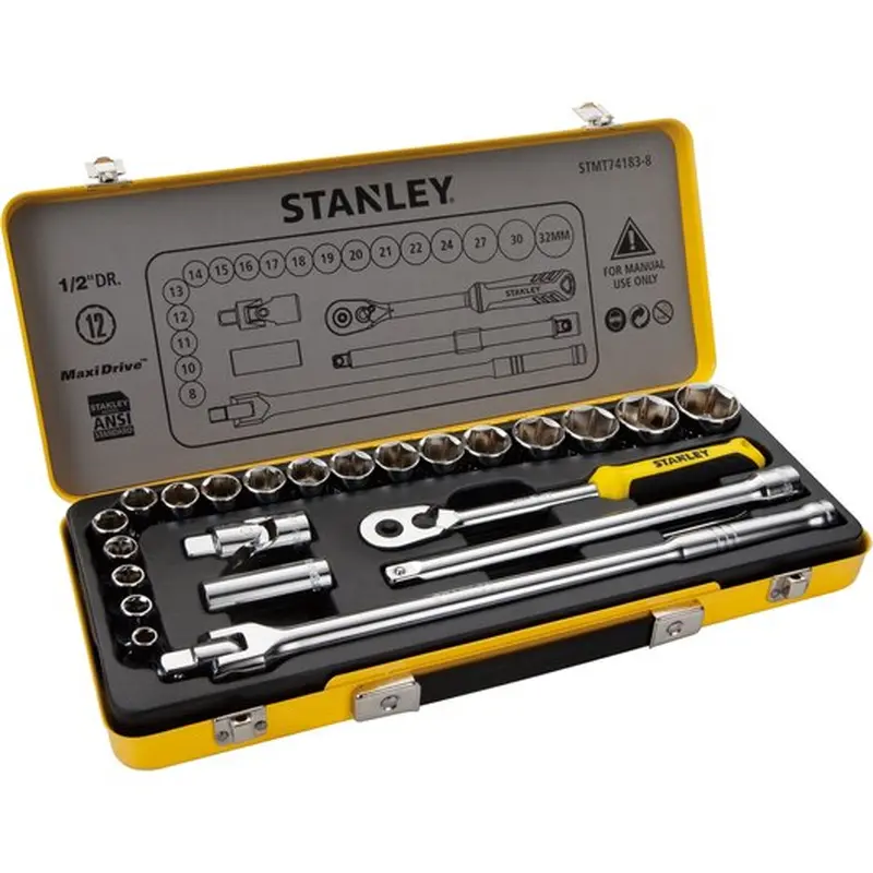 24Pcs 1/2 12PTS Socket Set in Metal Tin