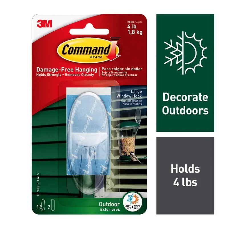 3-Piece Large Clear Outdoor Window Hook