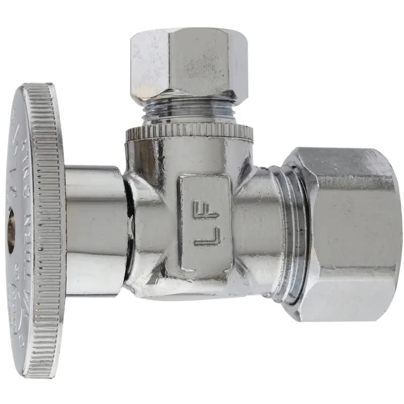 Plumb Pak PP2659PCLF Shut-Off Valve, 1/2 x 3/8 in Connection, Compression, Brass Body
